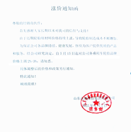 漲價通知